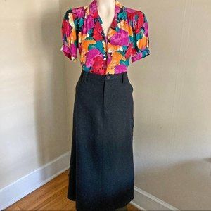 GAP recycled wool blend charcoal gray pocket maxi skirt